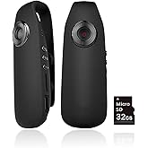 Tkiplay Mini Body Camera with Audio and Video Recording, HD 1080P Bodycam, Small Personal Police Body Cam, Clip on Wearable POV Camera with 32G SD Card, Motion Detection, Loop Record