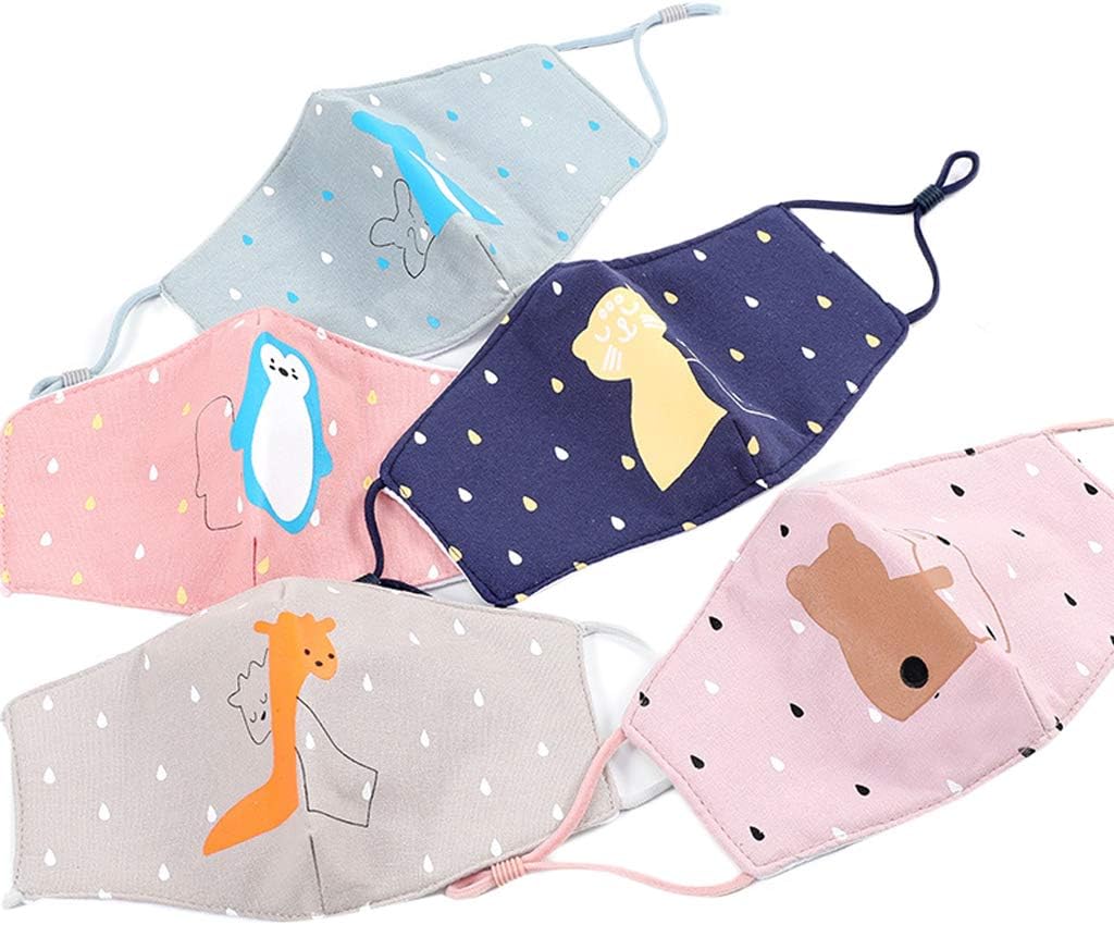 Horenme Children Kids Washable Cotton PM2.5 3D Anti Dust ṁọụṫḣ ṁɑѕḱ Foldable Cute Cartoon Animal Printed Adjustable Straps ṙѐѕṗ'ṙɑṫọṙ Random Color