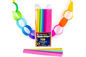 Hygloss Products Bright Paper Chain Strips for Kids Arts and Crafts, Decorations, Classroom Activities Colors-720 Pieces (1" x 8"), 1" x 8"