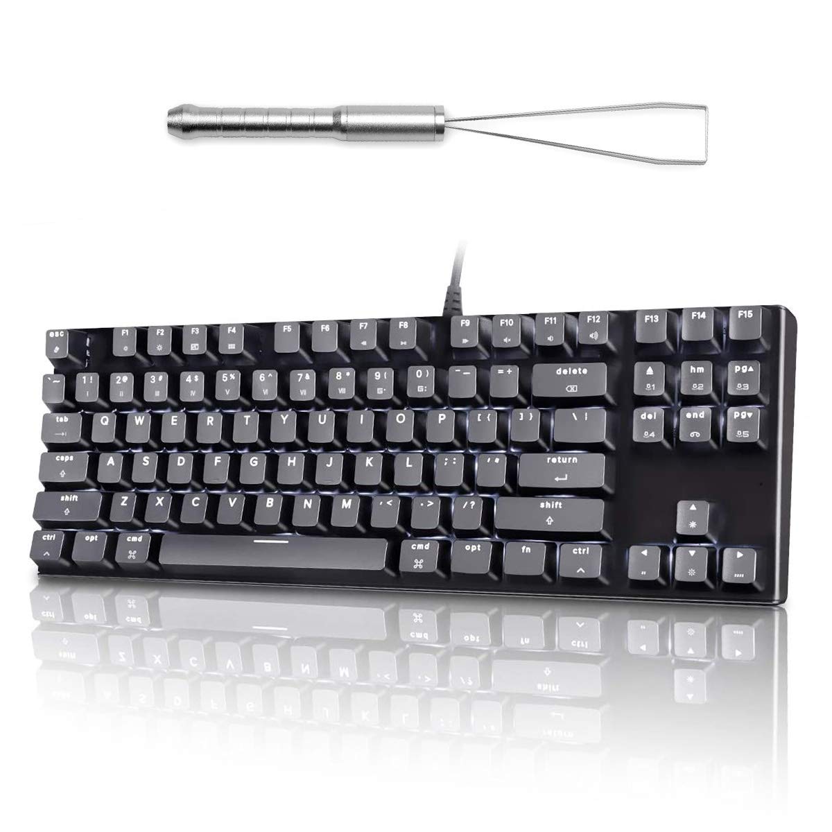 VELOCIFIRE M87 Mac Layout Mechanical Keyboard with Silver 3 in 1 Keycap Puller