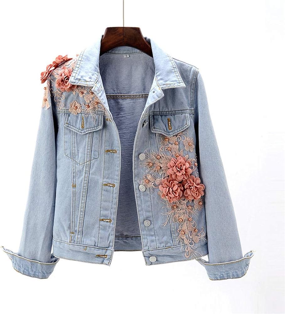 Veste en jean fleur Clearance