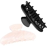 2 Pack Hair Claw Clips for Women, Acrylic Claw Clips for Thick Hair Non-slip Clip for Hair, Large Claws Hair Accessories for Women (Pink & Black)