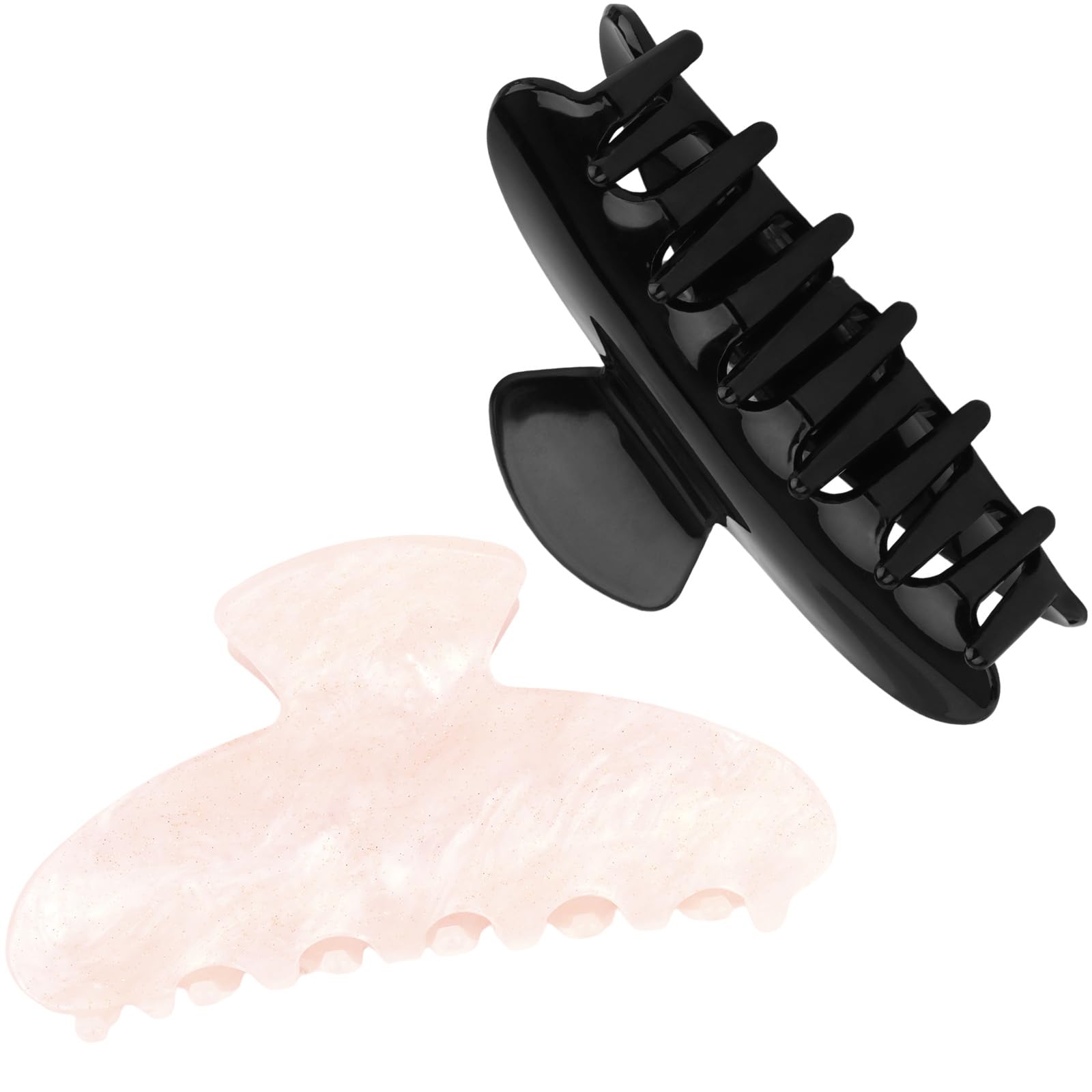 Photo 1 of 2 Pack Hair Claw Clips for Women, Acrylic Claw Clips for Thick Hair Non-slip Clip for Hair, Large Claws Hair Accessories for Women (Pink & Black)