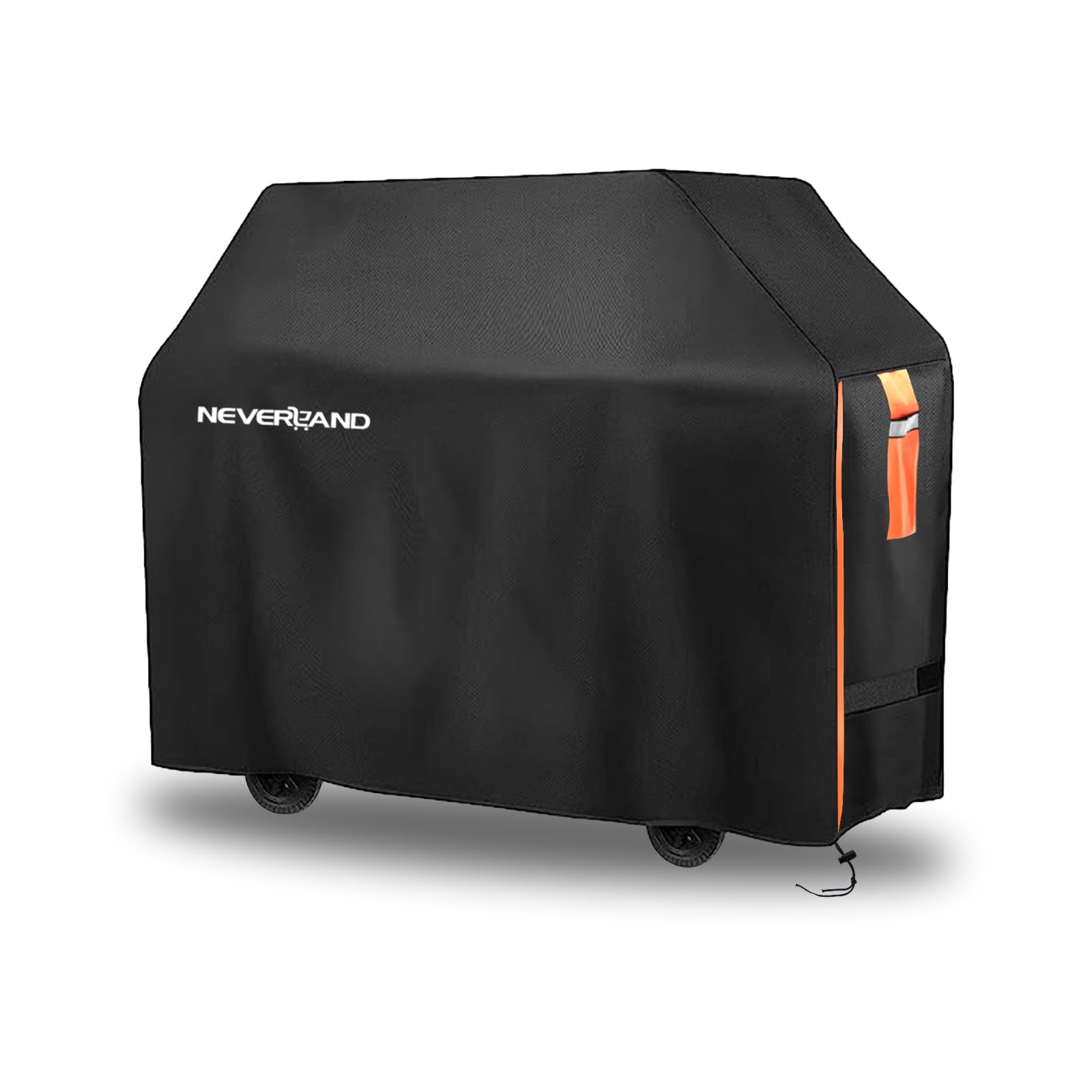 NEVERLAND Barbecue Covers - BBQ Cover Waterproof Heavy Duty Large 420D Thickened Barbecue Cover, with Zip,Bumper Rubbers,Reflective Strip Handle,Ventilated Mesh,Loop Tape,Storage Bag (145x61x117cm)