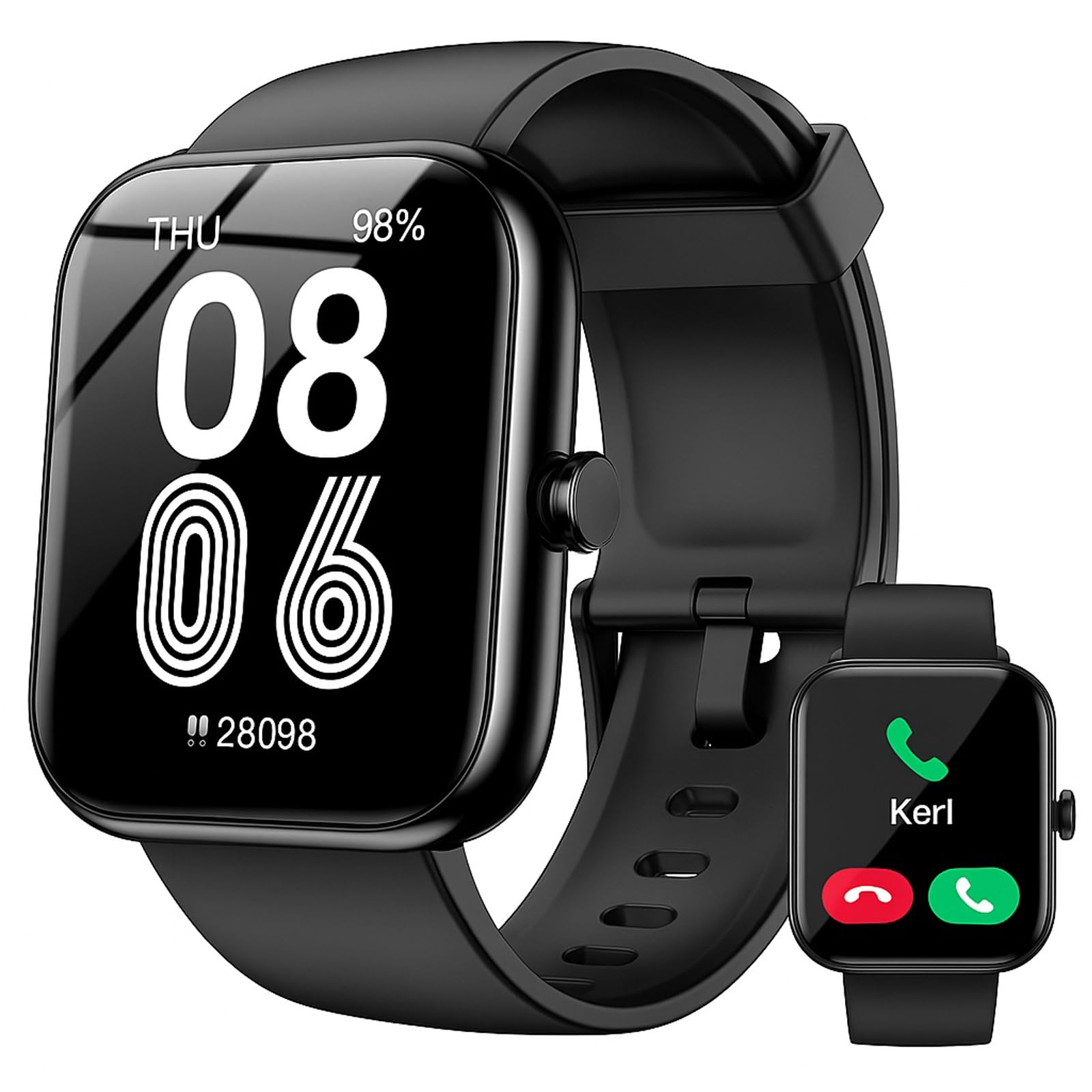 Photo 1 of SENBONO Smart Watch with Alexa Built-in, 1.83" HD Touchscreen, Digital Bluetooth Calling, IP68 Waterproof Fitness Tracker, 120+ Sports Modes, 24/7 Heart Rate/Sleep Monitor for iPhone Android (Black)