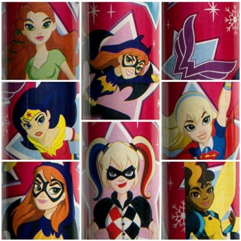 Pink DC Super Hero Girls Christmas Gift Wrapping Paper 45 Sq ft 1 Roll