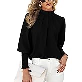 Teurkia Womens Long Sleeve Blouses Office Loose Fit Trendy Casual Work Shirt Tops