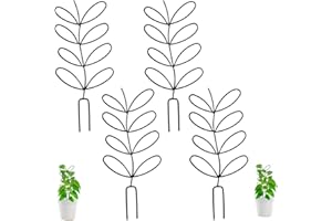 LucyPhy 4Pack 12.4inch Trellis for Potted Plants Mini Garden Trellis Stackable House Plant Trellis DIY Climbing Trellis Flower Pots Supports for Garden Plant Metal Wire Leaf Shape (Type A)