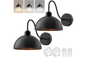 NookNova Battery Operated Wall Sconce, Wireless Sconces Set of 2 Battery Operated Light Sconces Battery Powered Wall Sconce with Remote Black Wall Sconces for Bedroom Hallway Living Room