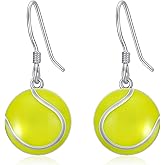 SHUSUKUE Sterling Silver Sports Earrings Baseball Football Soccer Volleyball Tennis Basketball Stud Earrings Half Ball Dangling Earrings Athletes Earrings Fan Gift Prize Sports Jewelry Gift for Women Teen Girls Men Boys Player Lover