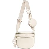 Valentoria Fashionable Womens Leather Waist Bag Crossbody Bag Detachable Wallet Adjustable Shoulder Strap (Beige)