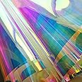 HOHOFILM Self-Adhesive Holographic Window Film Craft Sheets Stickers Rainbow Effect Iridescent Window Tint for Home Glass Decorative Tint Christmas Glass Decal,35.4in*16ft