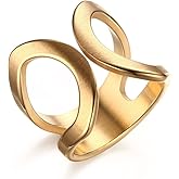 VNOX 18K Gold Plated Stainless Steel Double Chevron Ring for Women