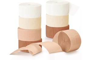 NICROHOME Wedding Party Decorations, 8 Rolls Ivory White Crepe Paper Streamers for Bridal Shower, Bachelorette, Birthday, Bab