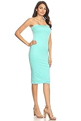 Solid Casual Lined Tube Top Body-Con Fit Midi