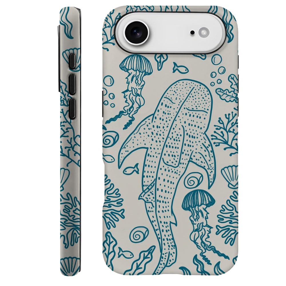 TnXee Case Compatible with iPhone 17 Air,Fall Prevention Hybrid 2-Layer Hard Shell Phone Cover for Girls Boys,Oceans Whales Sharks