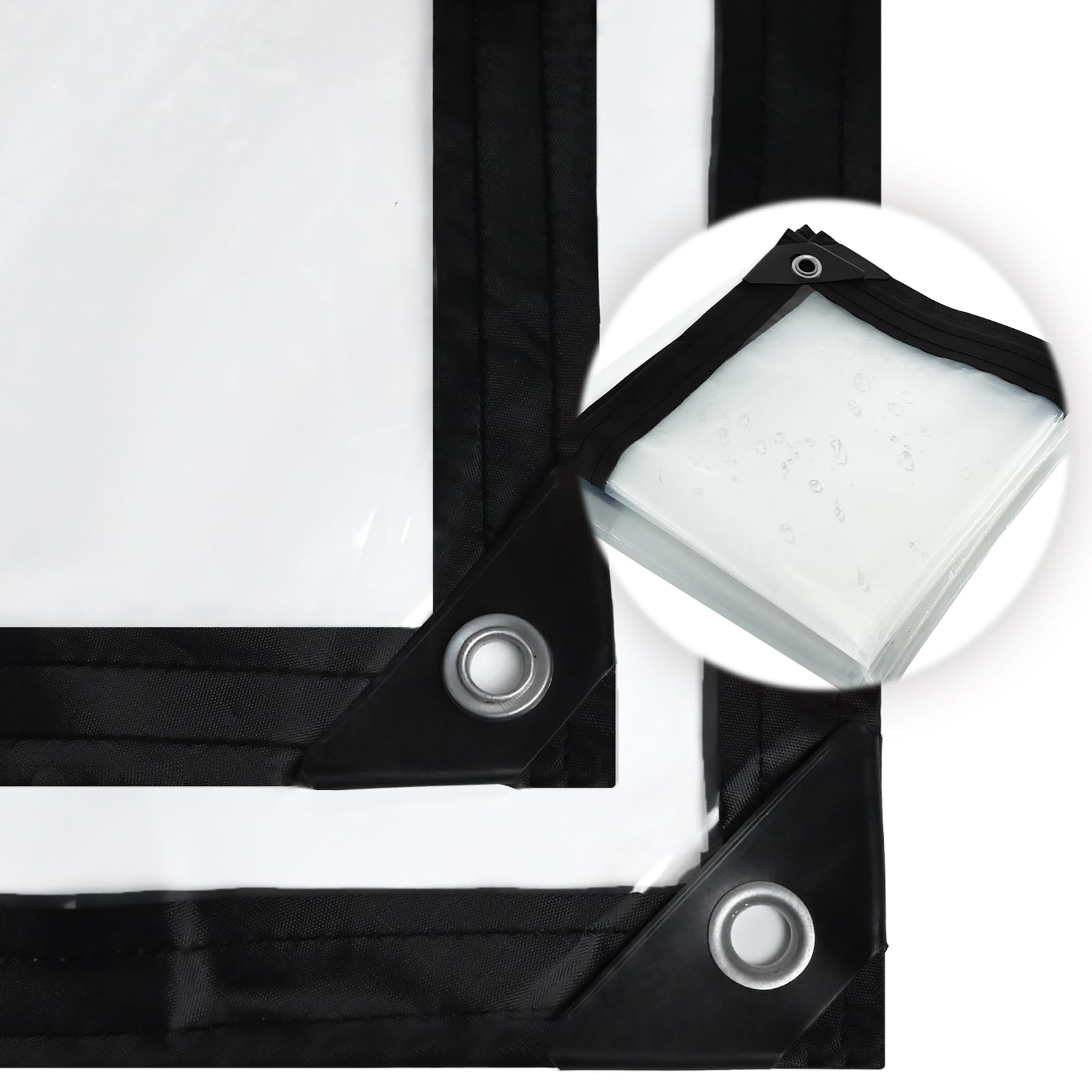 Waterproof tarpaulin transparent with eyelets,waterproof transparent tarpaulin,PE tarpaulin weatherproof foldable plastic tarpaulin with 5m elastic ropes. (2x2 m)