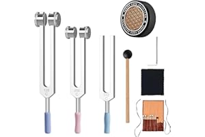 Resonance Tuning Fork for Healing Set - 128Hz, 256Hz, 512Hz with Activator & Pouch, Weighted & Unweighted Tuning Forks for St