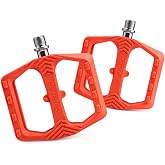 GINEYEA 9/16" Nylon Composite Flat Pedals, 3 Bearings | Wide anti-slip nylon platform, 3 smooth bearings and chromoly steel axle for MTB, BMX, gravel, road and commuter bikes