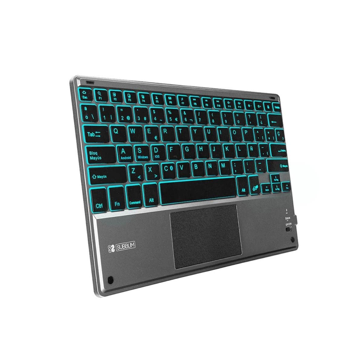 SUBBLIM Smart Backlit BT Keyboard TOUCHPAD Grey