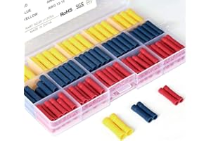 ELECFUN 200 pcs Butt Splice Crimp Connectors Kit, 10-22 AWG Wire Crimps Connector Red Blue Yellow Terminal Kits, Fully Insulated Barrel Electrical Wiring Terminals for 22,20,18,16,14,12,10 Gauge Wires