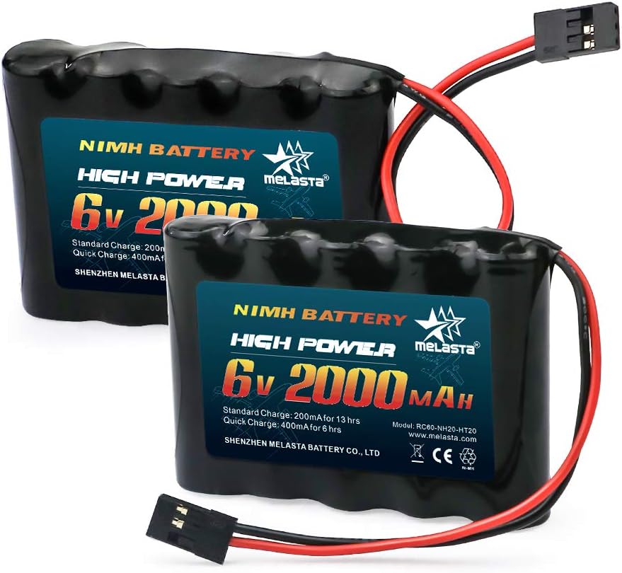 melasta RC Receiver Battery 6V 2000mAh NiMH for Futaba RC Airplane Servo Controller