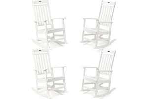 FUNBERRY Outdoor Rocking Chairs Set of 4, HDPE All Weather Poly Lumber Rocker, High Back Patio Rockers Easy Assembly