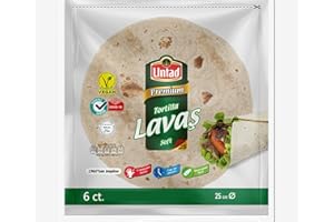 Untad Premium Soft Tortillas | 25 cm/10" | 6 count | Lavash, Durum Bread | Vegan, Halal (Wheat 6)
