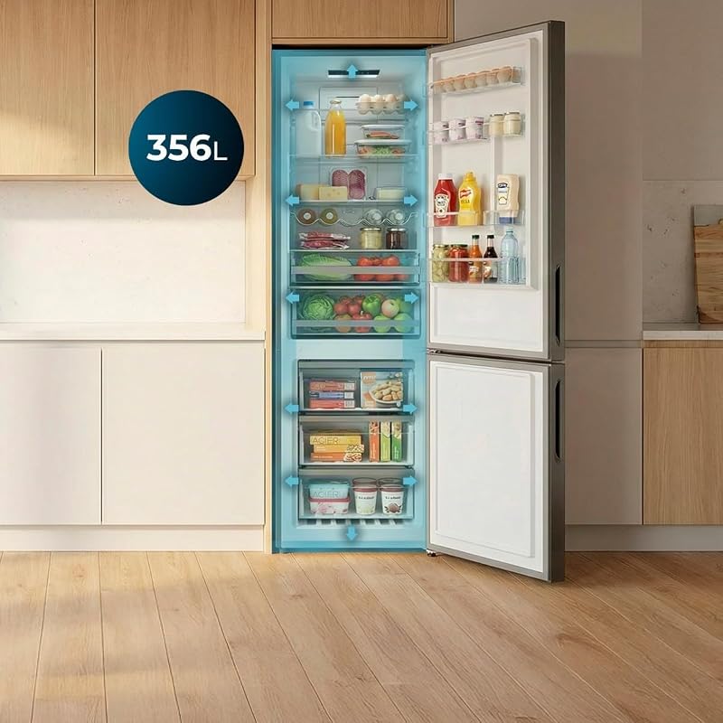 Frigorifero Combinato Bolero CoolMarket Combi 356i Dark E. Total No Frost, Sistema di Raffreddamento Multiflow, Classe E, Design Elegante Finitura Scura, Ultra Silenzioso, Alta Efficienza