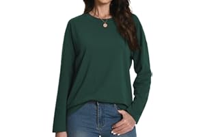 Auriviz Womens Long Sleeve Shirts Loose Fitted Crewneck Basic Tops Casual Tees Outfits Spring Clothes 2026