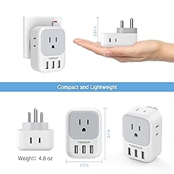 TESSAN US to India Plug Adapter, 7 in 1 Power
