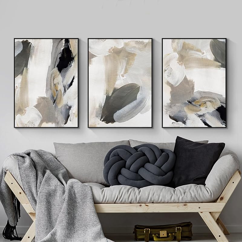 QPLGTU Geometric Poster Set, Abstract Pictures of Flowers and Plants, Printed Poster for Living Room, Background Wall Decoration, Frameless (Style 11, 60 x 90 cm x 3)