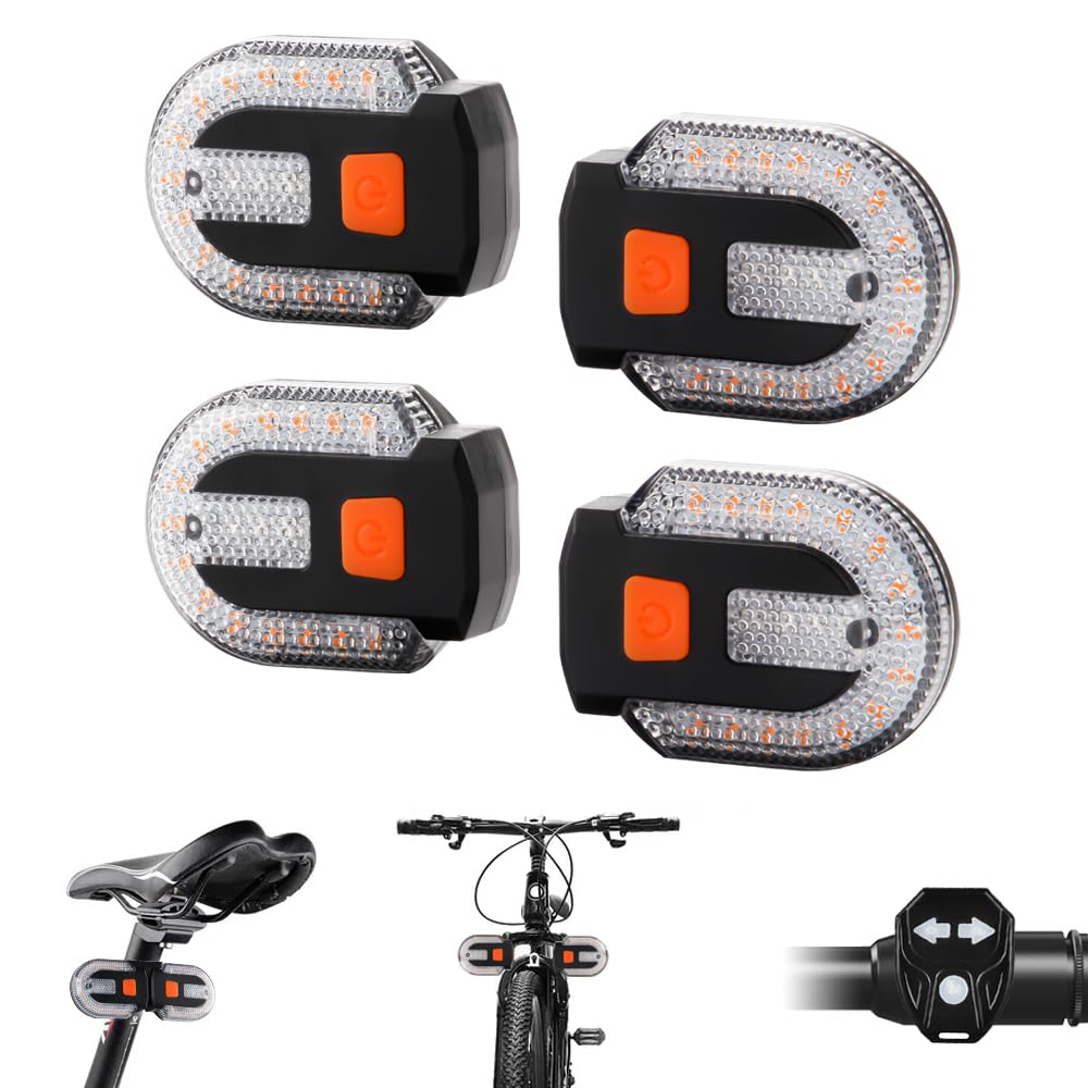 Teguangmei 4PCS Rear Bike Light with Turn Signal, Split Bicycle Rear Lights Wireless Remote Control USB Rechargeable Turn Signal Bike Taillights for Cycling, Cyclist Safety Warning Bike Light 5 Mode