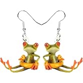 WEVENI Acrylic Cute Guitar Frog Earrings Dangle Drop Funny Jewelry for Women Weird Gifts