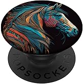 Horse Head Hippi Feathers in Mane Design for Girls, Horse PopSockets Adhesive PopGrip