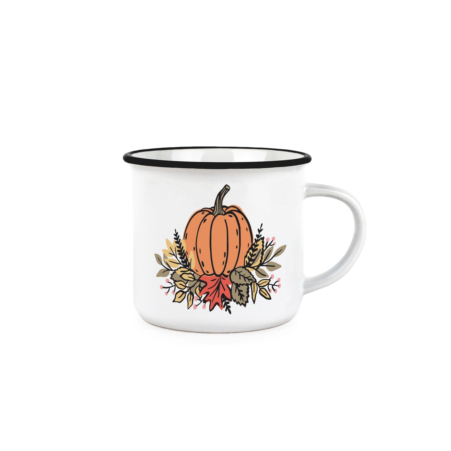 Purely Home Autumnal Pumpkin Mug - Cosy Seasonal Enamel-Look Mug Gift/Present - Tea Coffee Hot Drinks Ceramic Cup