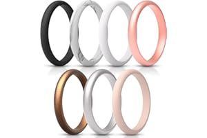 ThunderFit Women’s Silicone Thin and Stackable Anniversary Ring Enhancers, Silicone Wedding Bands, 2.5mm Wide 2mm Thick, Vari