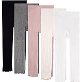 Looching Baby Girls Cable Knit Legging Flared Solid Warm Footless Knitted Tight Stocking Pant Toddler Kids,5 Pack