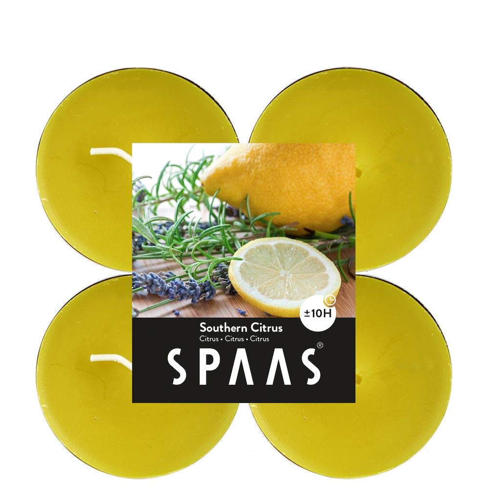 Spaas 12 x 4 Scented Maxi Tealights, 10 Hours, Southern Citrus