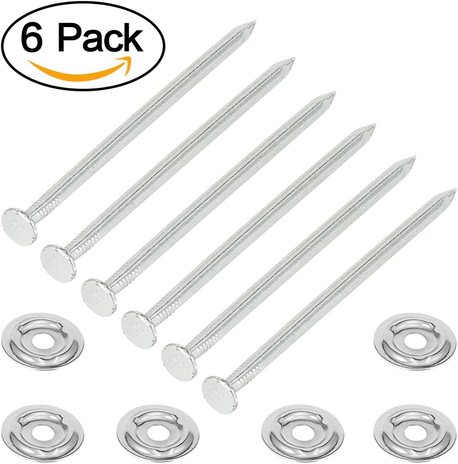 Masonry Nails and Fastener Gaskets, LOUFIMIDON 6 Pack Round Head Panel Pins Carbon Steel Wall Cement Concrete Nails