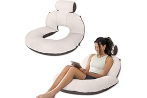 INSEN Reading Pillow, Back Pillow for Sitting in Bed for Reading, Nurse & Relax, Reading Pillow for Adults, Moms & Kids, Sit Up Pillow for Bed (Dot Velvet-Brown, Upgraded)