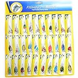 Piscifun 30pcs Assorted Casting Spinner Baits Fishing Lures Set Tackle Carbon Steel Treble Hook Saltwater Freshwater Trout Northern Pike Salmon Walleye Bass Muskie