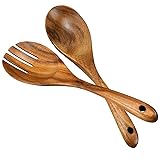 Salad Servers, Wood Salad Tongs, 10.2in Salad Spoon