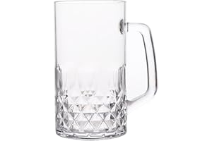 British Style Dimple Beer Glass Freezer Safe Glass Wide Handle Delicate Dimple Mug Large Capacity Beer Stein for Party
