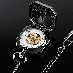 Whodoit Square Mechanical Pocket Watch Men's Black