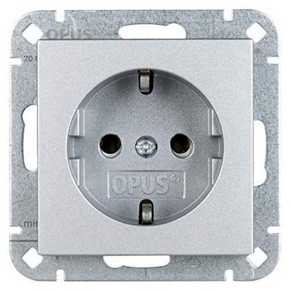 OPUS® 55 Earthing Contact Socket Premium Without Touch Protection Colour Aluminium Silver Silky Gloss