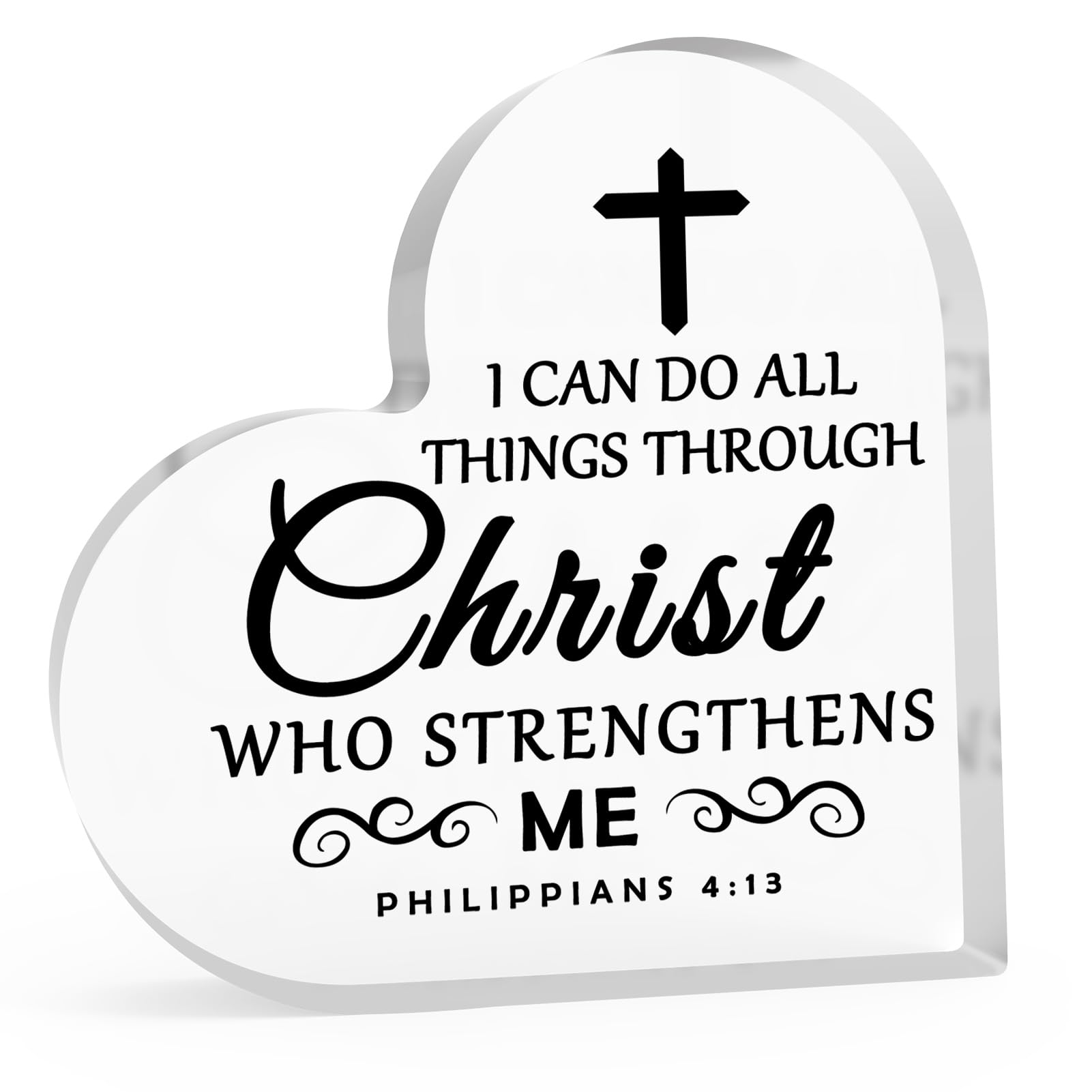 Religious Bible Verses Gift Appreciation Gift for Pastor Acrylic Heart-Shaped Keepsake Baptism Gifts for Boy Girl First Communion Presents Acrylic Heart Plaque Christian Gifts for Women Catholic Gift