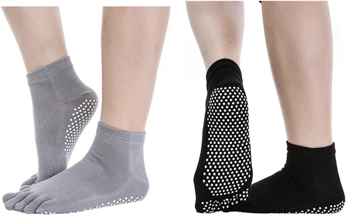 SANIQUEEN.G 2 Pairs Toe Yoga Socks Grip & Non Slip Ankle Toe Sock - Ballet, Pilates, Aerobic Exercis for Men and Women