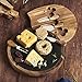 VonShef Round Slide Out Acacia Wood and Slate Cheese Serving Board with 4 Piece Specialist Knife Set, 11.8 Inch Diameter