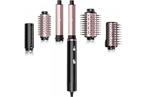 SKIMI Hair Dryer Brush and Blow Dry Brush, Multi-Hot Air Styler with 110000RPM Brushless Motor, Hot Air Brush for Fast Drying Curling Volumizing Straightening & Styling, High-Speed (Black & Pink)